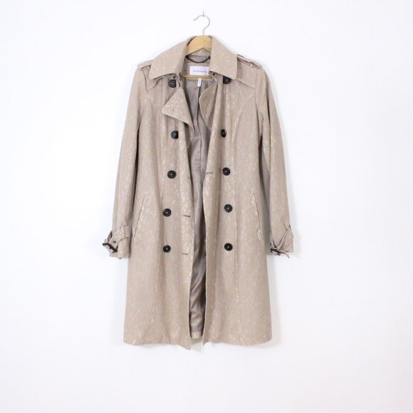 *BCBGeneration Women's Belted Lace Beige Trench Coat - Picture 4 of 11